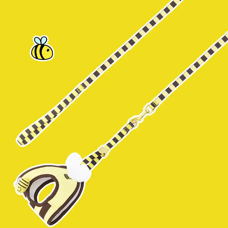 Ins New Bee Dog Chest Strap Cute Cartoon Vest Chest and Back Set Outdoor Walking Dog Leash Small Harness Cat Harness pet harness leash set pet harness set pet leash set