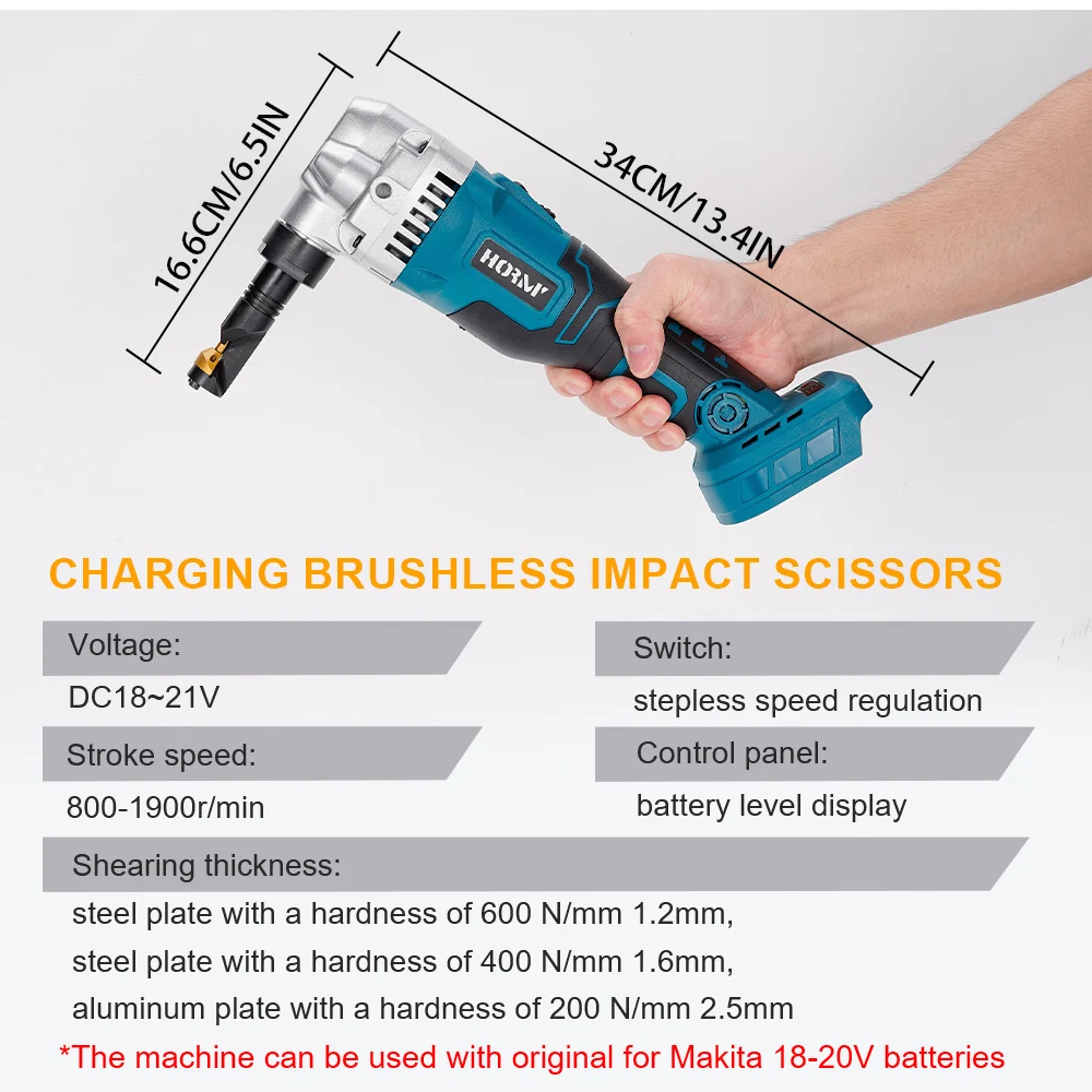 Hormy 18V Brushless Impact Scissors Machine 650W 600N.m Handheld Punching Scissors Iron Electric Cutting Tool For Makita Battery