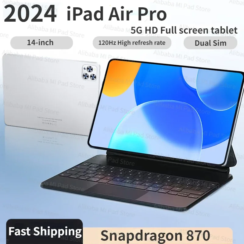 

Tablet Global version iPad Air Pro 16GB 1TB Tablet LCD Screen Android14 GPS 5G WiFi 2000mAh Snapdragon870 Google Play 태블릿 2024