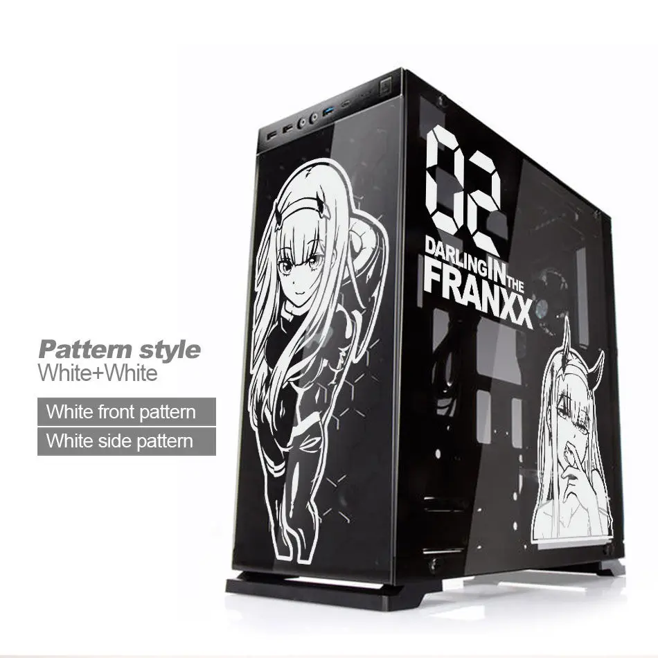 Darling In The Franxx ZeroTwo Anime Stickers pour ATX Mid PC Case, Cartoon Computer Decorative Decal, Waterproof Perfect