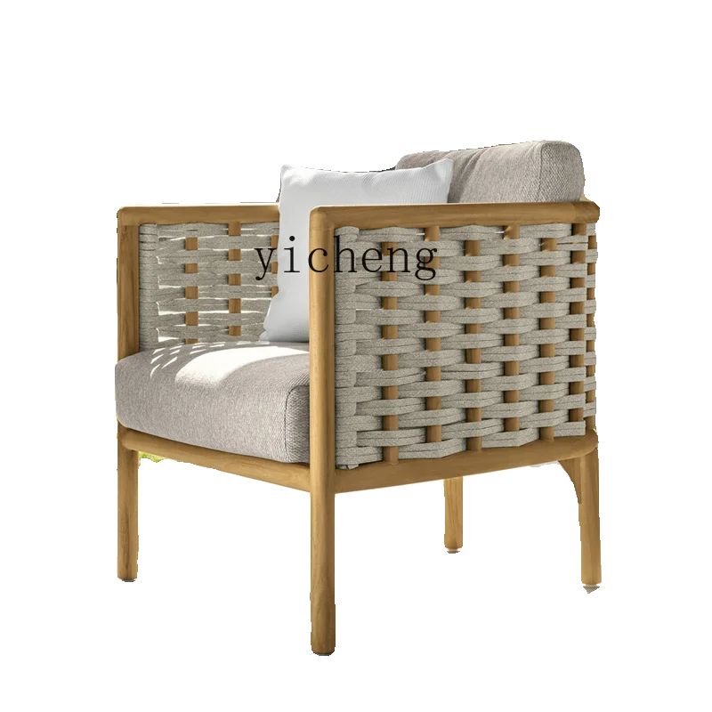 

Xl Outdoor Sofa Garden Rattan Table and Chair Garden Outdoor Solid Wood Waterproof and Sun Protection Nordic