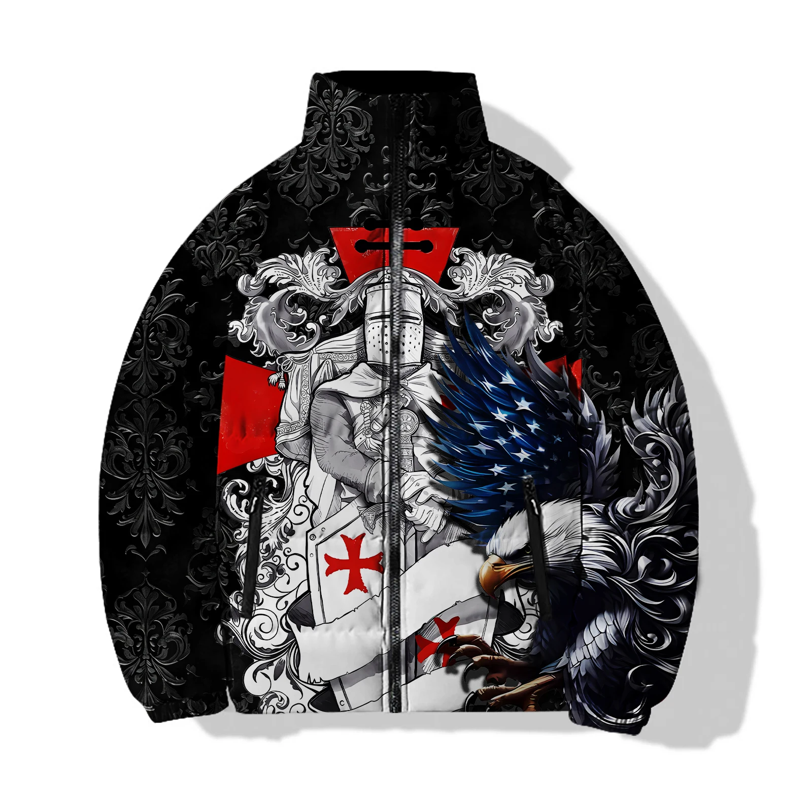 Abrigos de invierno para hombre Chaquetas cómodas y cálidas para hombre Abrigo de invierno moderno y versátil con estampado de guerrero medieval para hombre
