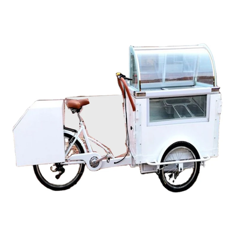

Summer Ice Cream Vending Bike Customized Food Beer Catering Cart 3 Wheel Cargo Tricycle with Freezer