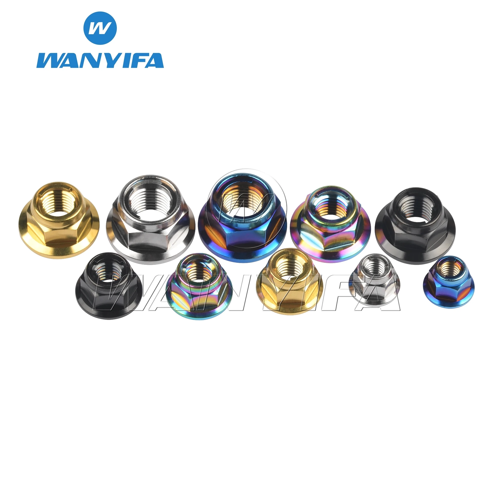 Wanyifa Titanium M6 M8 M10 M12 M14 M16 Flange Bolt Nut Bicycle Motorcycle Rear Axle Car Modification Accessories Pack of 6 (M12 Pitch 1.25m 並行輸入品 Wanyifa Ti Nut M6 M8 M10 M12 Flange Metal Lock Nuts for Bike