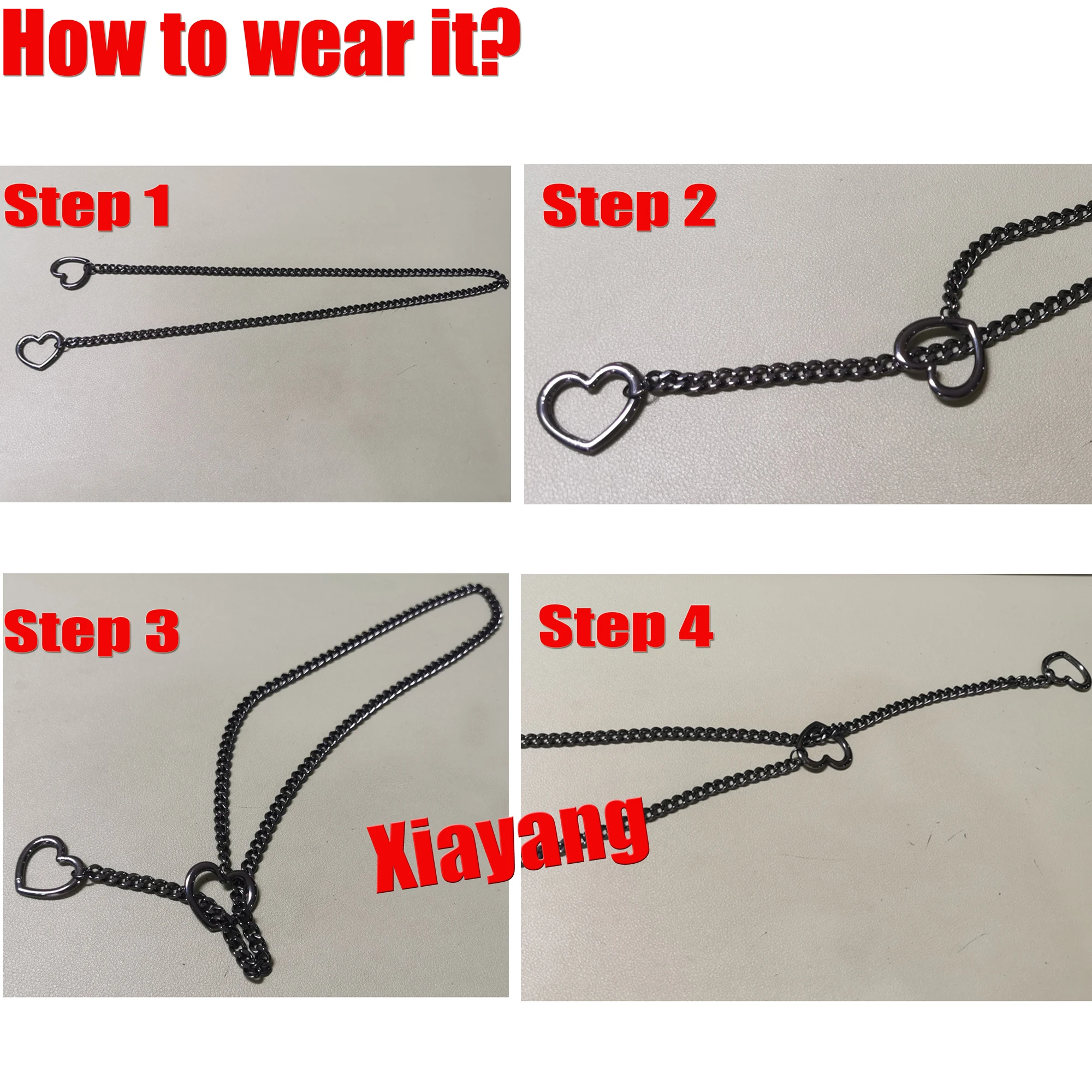 Choker Kette Damen Mit Herz - Edelstahl Halskette Schwarz Verstellbar