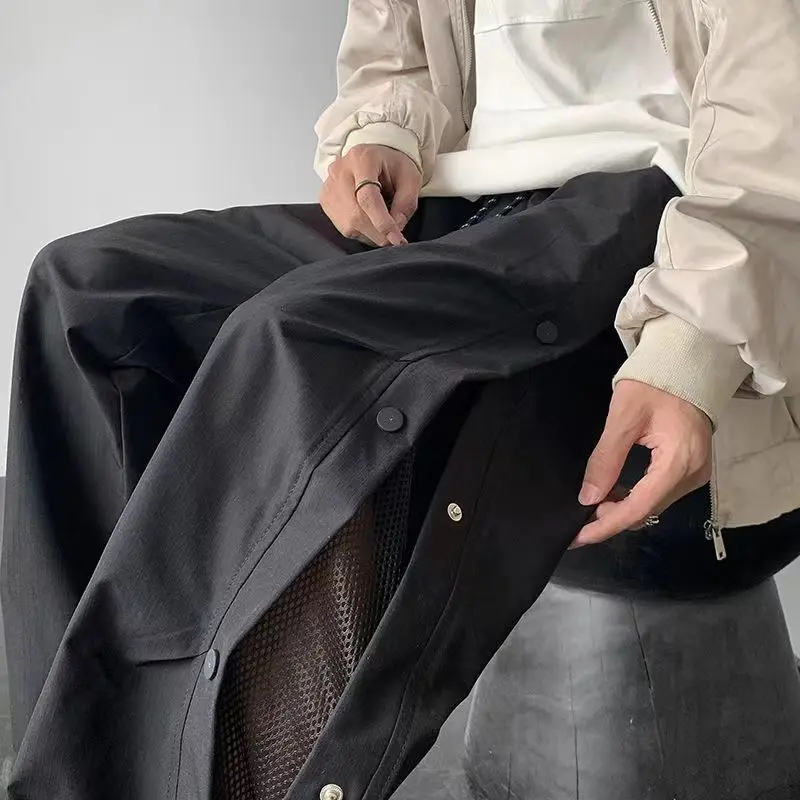 Men's Work Pants Trend for Man Trouser Menswear Mesh Breathable Buckle Quick-drying Charge Pants Summer Mountaineering Casual