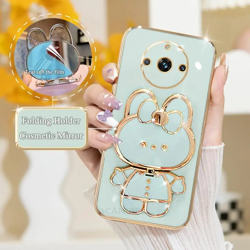 Luxury Plating Mirror Holder Silicone Stand Case