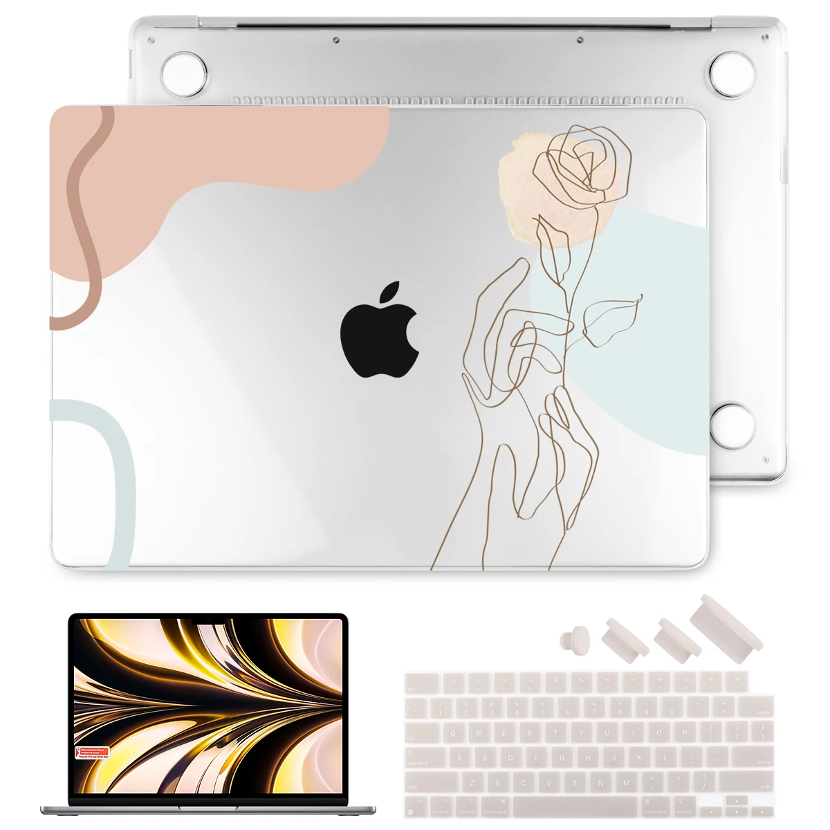Фото Прозрачный чехол для MacBook Pro Air M2 M1 2022 2020 Air Pro 11 12 13 14 15 16 дюймов 2021 2019 A2681 A2338 A2337 A1706 A2159 A1708 №1
