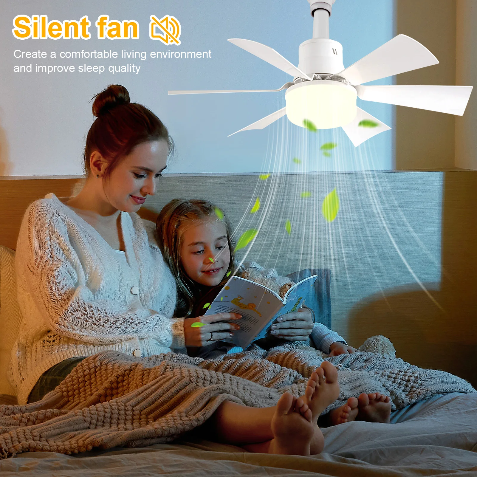 Screw in Ceiling Fan in Light Socket with Remote Ceiling Fan with Light 3 Speeds Dimmable for Bedroom Kitchen Living Room