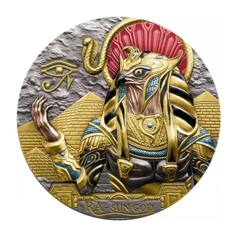 

New Colorful Egyptian Sun God Modeled After An Antique Coin Ra-Sun God Commemorative Coins Badge Metal Crafts Collectible