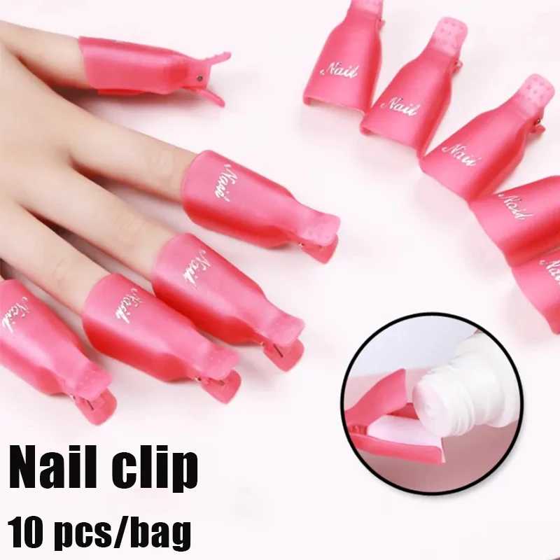 10pcs/Bag Nail Acrylic Removal Clip for Remove UV LED Gel Polish Purple Pink Manicure Tools Nail Supplies 2