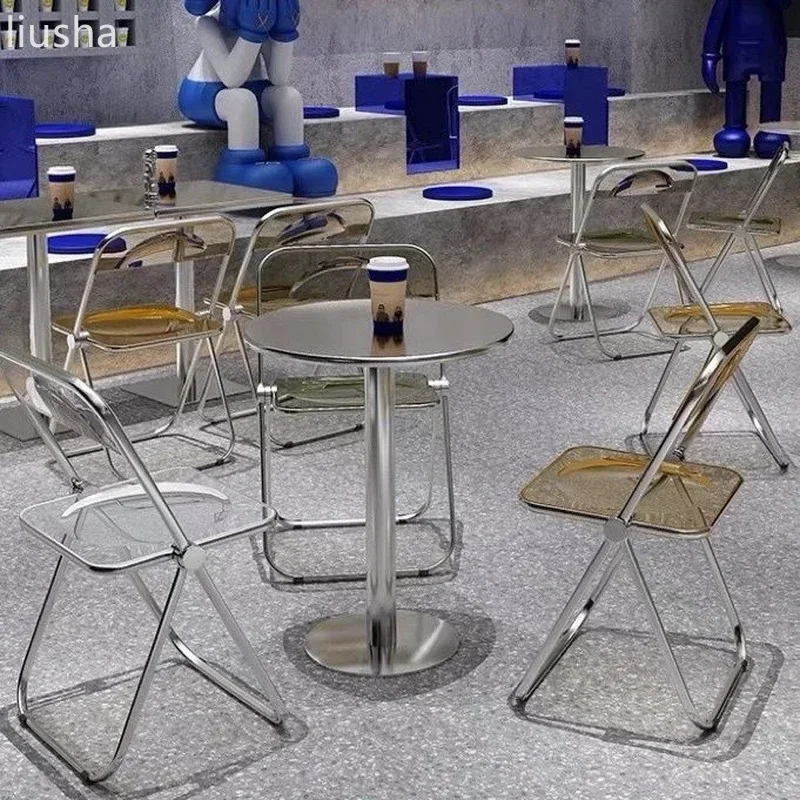 

Transparent Chair Acrylic Fashion Photo Chair Modern Milk Tea ins Dining Chair Stool Folding Chair dining chair restaurant chair