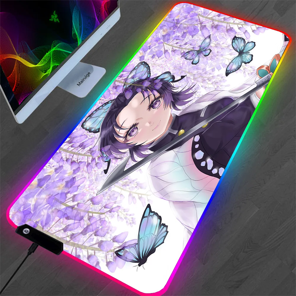 

Tanjiro Kamado RGB Gaming Mouse Pad Extra Large Multilight Modes Glowing LED Mouse Mat Upgraded Anti-Slip Setup Rubber Base