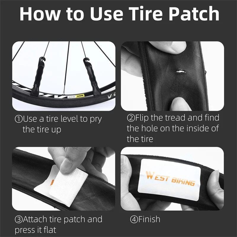 WEST BIKING 3Pcs/Pack Portable Bicycle Glueless Tire Repair Kit Rubber Patch MTB Road Bike Glue-free Fast Inner Repair Tools