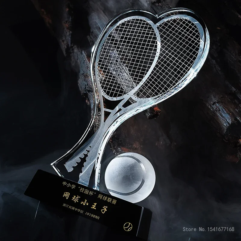 Customized Crystal Engravable Trophy, Creative Home Decorations, Tennis, Competition, Awards, Sports, Badminton, High-grade, 1Pc