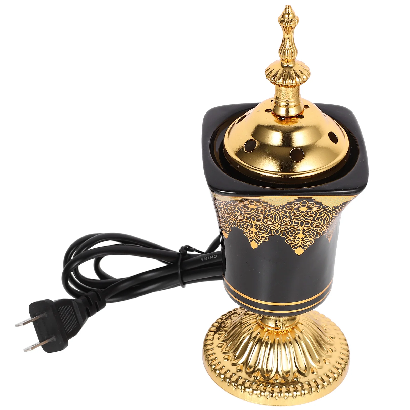 

Electric Incense Burner Oud Frankincense Incense Holder Vintage Arabic Censer Burner Home Office Yoga Spa Aroma Ornament Green