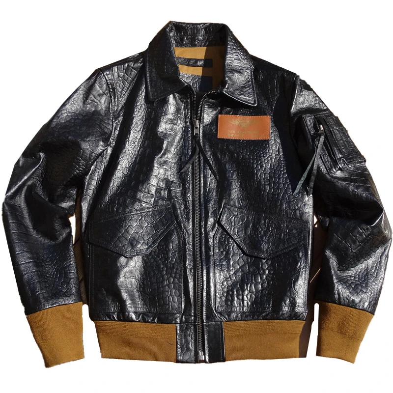 Men's Genuine Leather Jacket Sheepskin Slim Fit Air Force Aviator