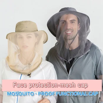 남성용 야외 모기 방지 모자, 메쉬 헤드 네트, 얼굴 보호대, 여행 캠핑 건강 관리 모자