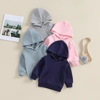 2023-10-19 Lioraitiin 6M-4Y Toddler Kid Boys Girls Hoodies Solid Color Long Sleeve Hooded Sweatshirts Spring Fall Pullovers Tops 1