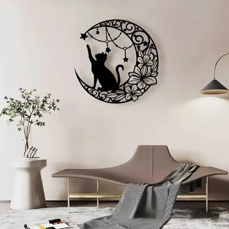 Moon Black Cat Metal Wall Art 3 | Moon Black Cat Metal Wall Art 1
