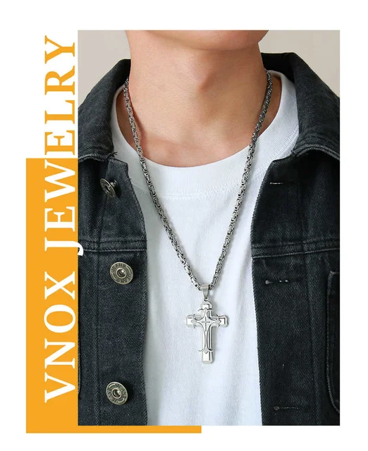 Collana A Barra Esagonale Incisa 3D Da Uomo Con Diamante In Acciaio Inossidabile