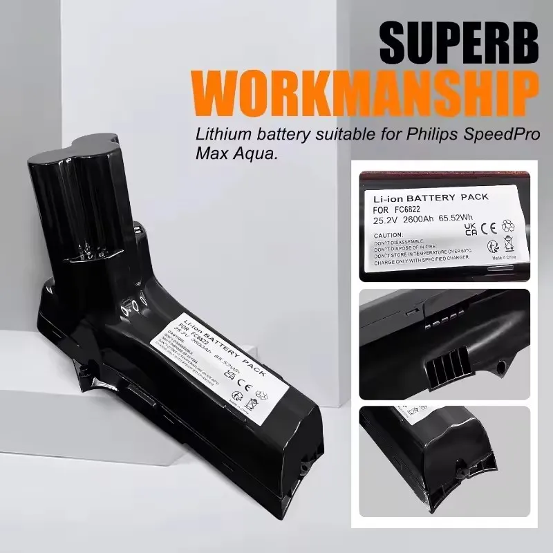 Vacuum Cleaner Battery for Philips SpeedPro Max Aqua Stick,FC6822,FC6823,FC6826/01,FC6827,FC6828,FC6904,FC6908,XC8147,XC8045/01 2