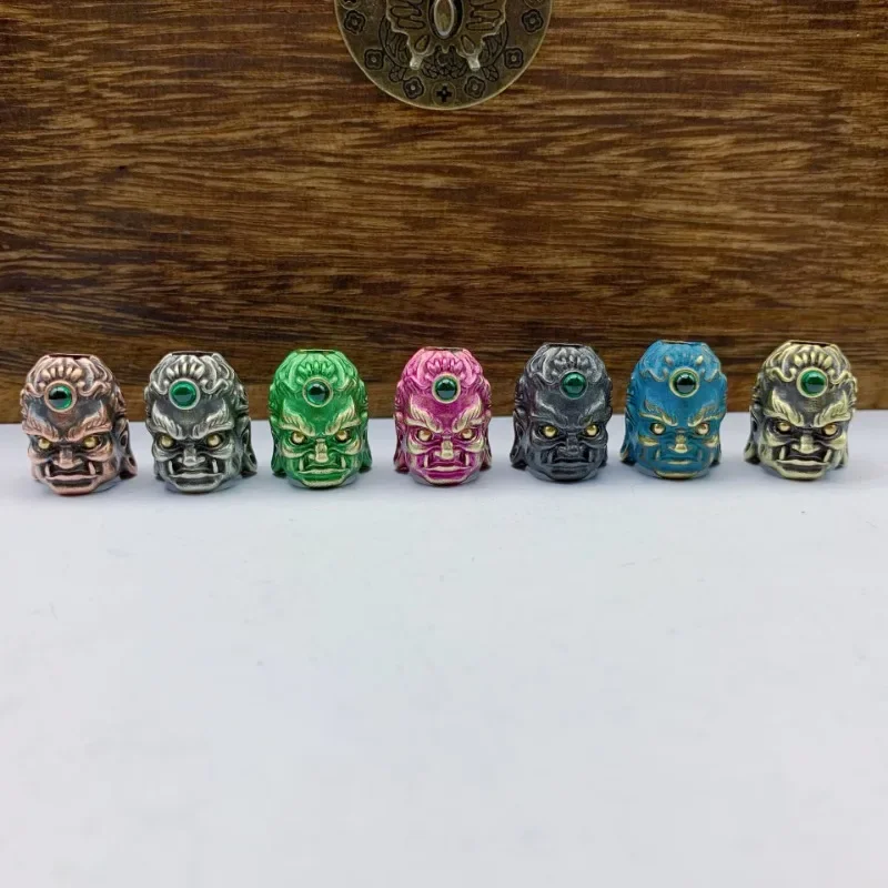 황동 Fudo Buddha 머리 조각 EDC 나이프 비즈 쥬얼리, DIY 파라코드 직조 랜야드 참 액세서리, 야외 도구 장식