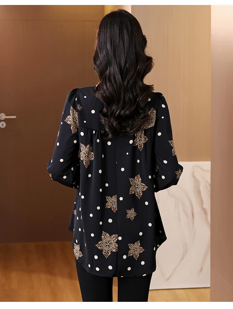Loose Clothes Women 2024 Autumn Elegant Office Lady Button Shirts Casual Retro Vintage Ruffles Tunic Peplum Belly Tops Blouses