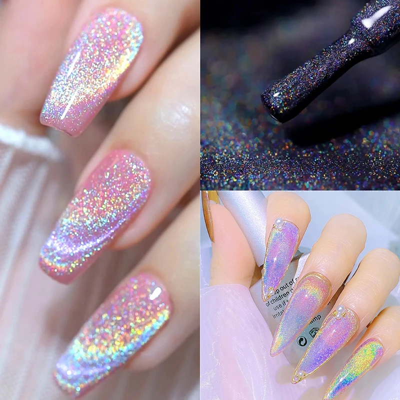 8ml Rainbow Cat Eye Gel Polish Winter Colorful Reflective Glitter