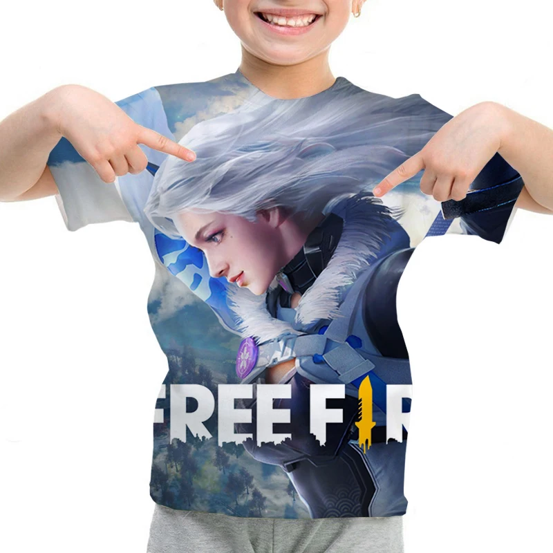 thumbnail image 1 of Camiseta con estampado 3D para niños, camiseta Free Fire 3D, camisetas casuales, camiseta de verano de manga corta con cuello redondo, ropa para niños Y2K, camiseta para niños, 1 of 5