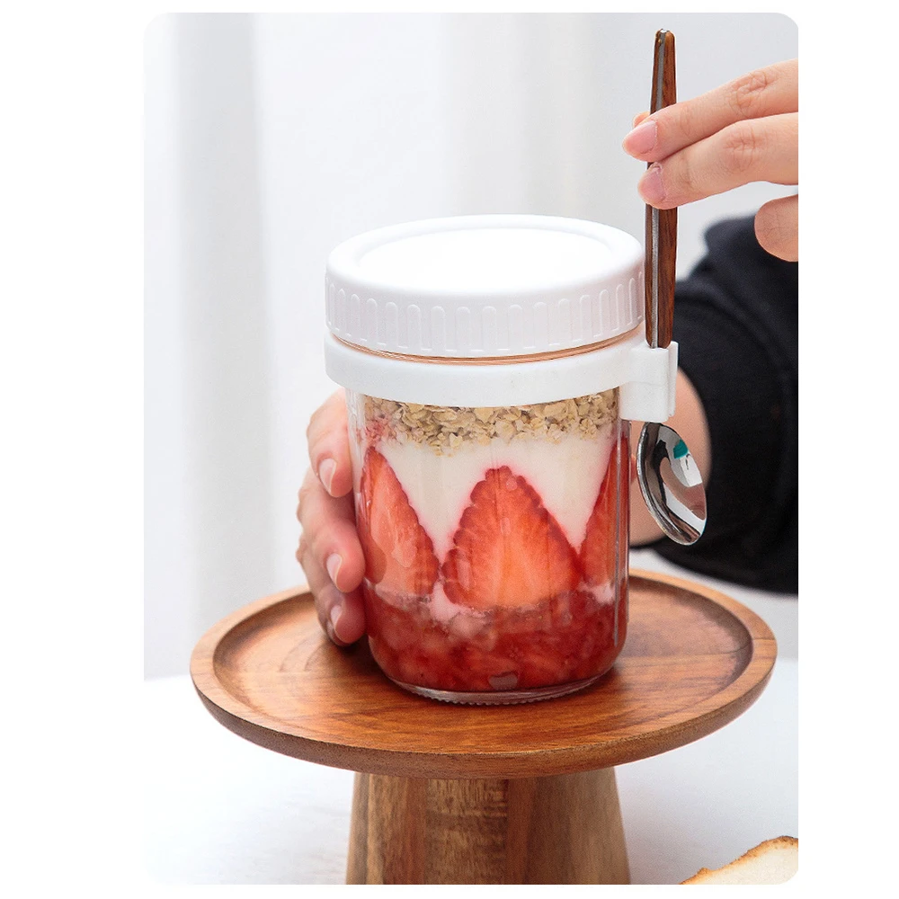 Overnight Oats Jars Milk Fruit Salad Food Storage Container Glass Breakfast Cup Mason Jars Kid Water Bottle Kitchen Item 3