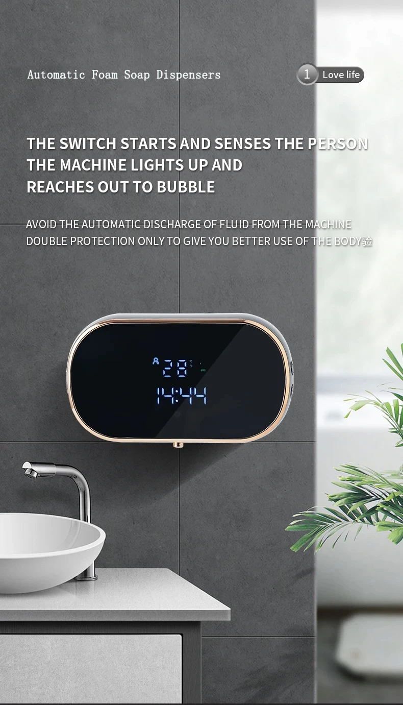 Automatic Foam Soap Dispensers For Bathroom Smart Washing Hand Machine With USB Charging Two Colors with ABS Material soap dispenser,foaming soap dispenser