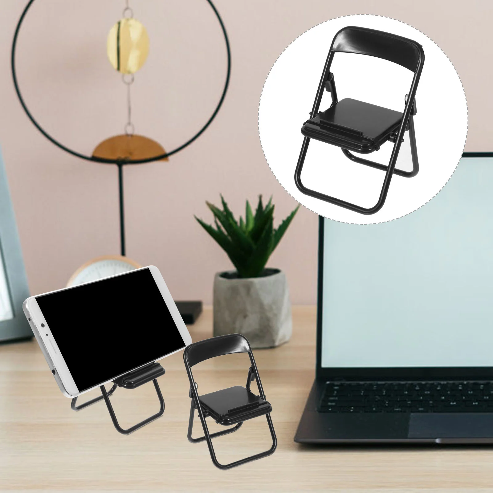

Chair Stand Phone Miniature Mini Foldable Furniture Cell Desktop Desk House Holder Model Tiny Decor Accessories Folding Mobile
