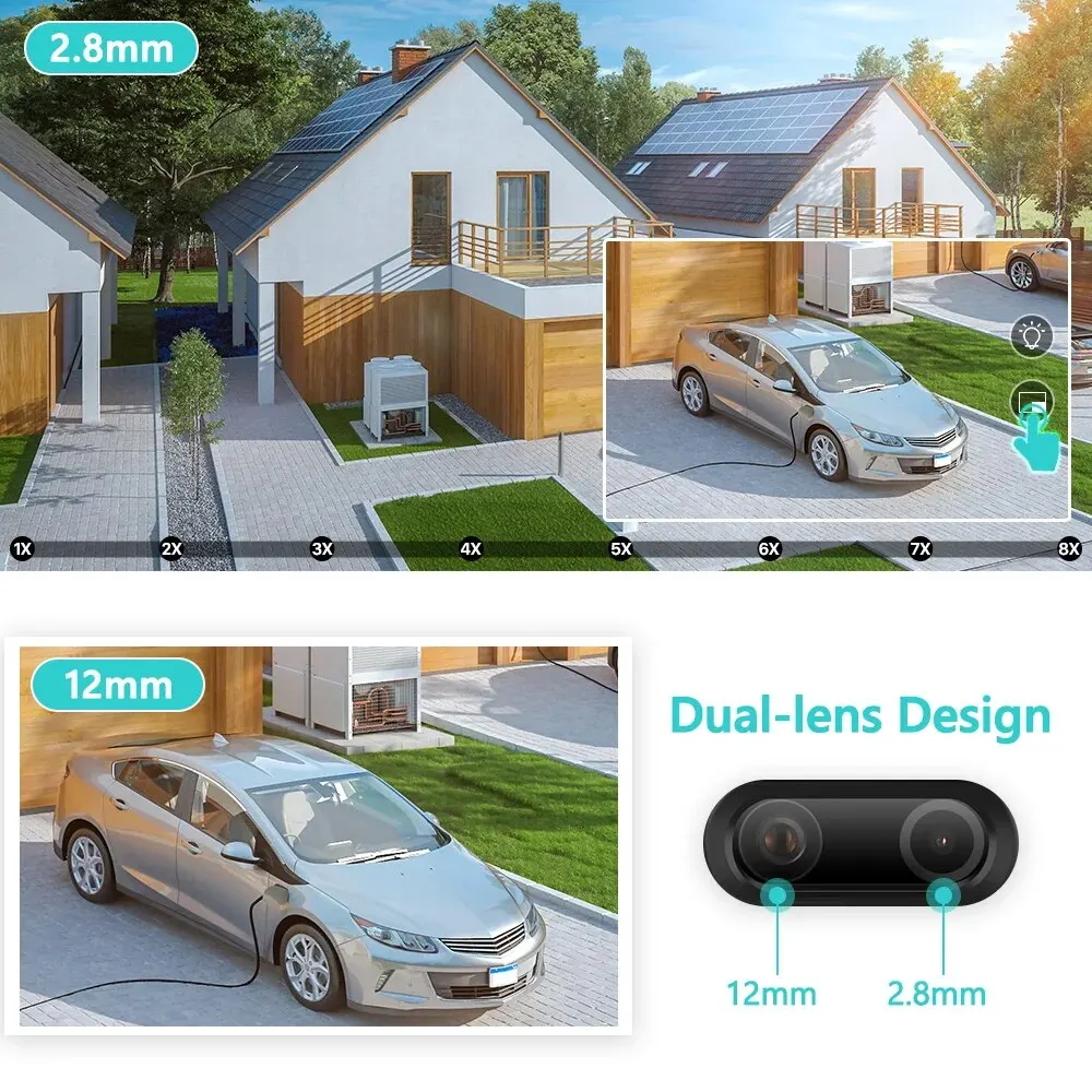 8MP 4K 8x Hybrid Zoom 2.8+12mm Dual Lens PTZ IP Camera WiFi Human Detection 4MP Audio Security Video Surveillance Camera security camera