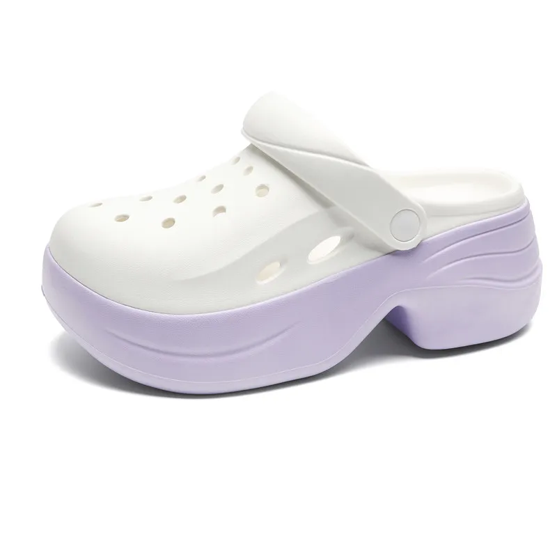 2024 Trendy Purple Women's Sandals Fashion Casual Platform Garden Clogs Women Outdoor Non-slip Height Increasing Sandals Woman