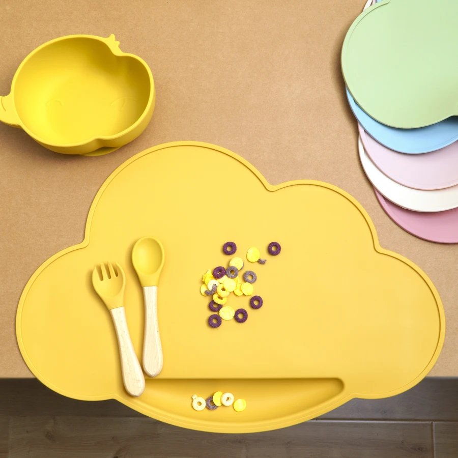 1pc Silicone Cloud Shape Baby Placemat Portable Placemat For Feeding Dishes Plate Kids Non-slip Plate Mat Children's Tableware