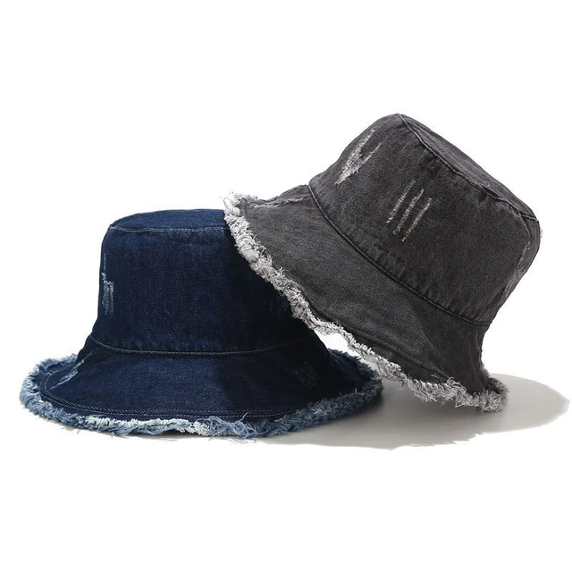 2022 New Unisex Solid Denim Retro Bucket Hat Fisherman Hat Outdoor Travel  Hat Women Panamas Sun Cap Hats for Girl and Women