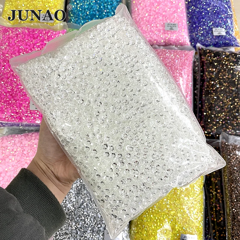 

JUNAO Wholesale 2 3 4 5 6 mm Transparent Resin Rhinestone Bulk Flatback Strass Diamond Non Hot Fix Crystal Stones for DIY Crafts