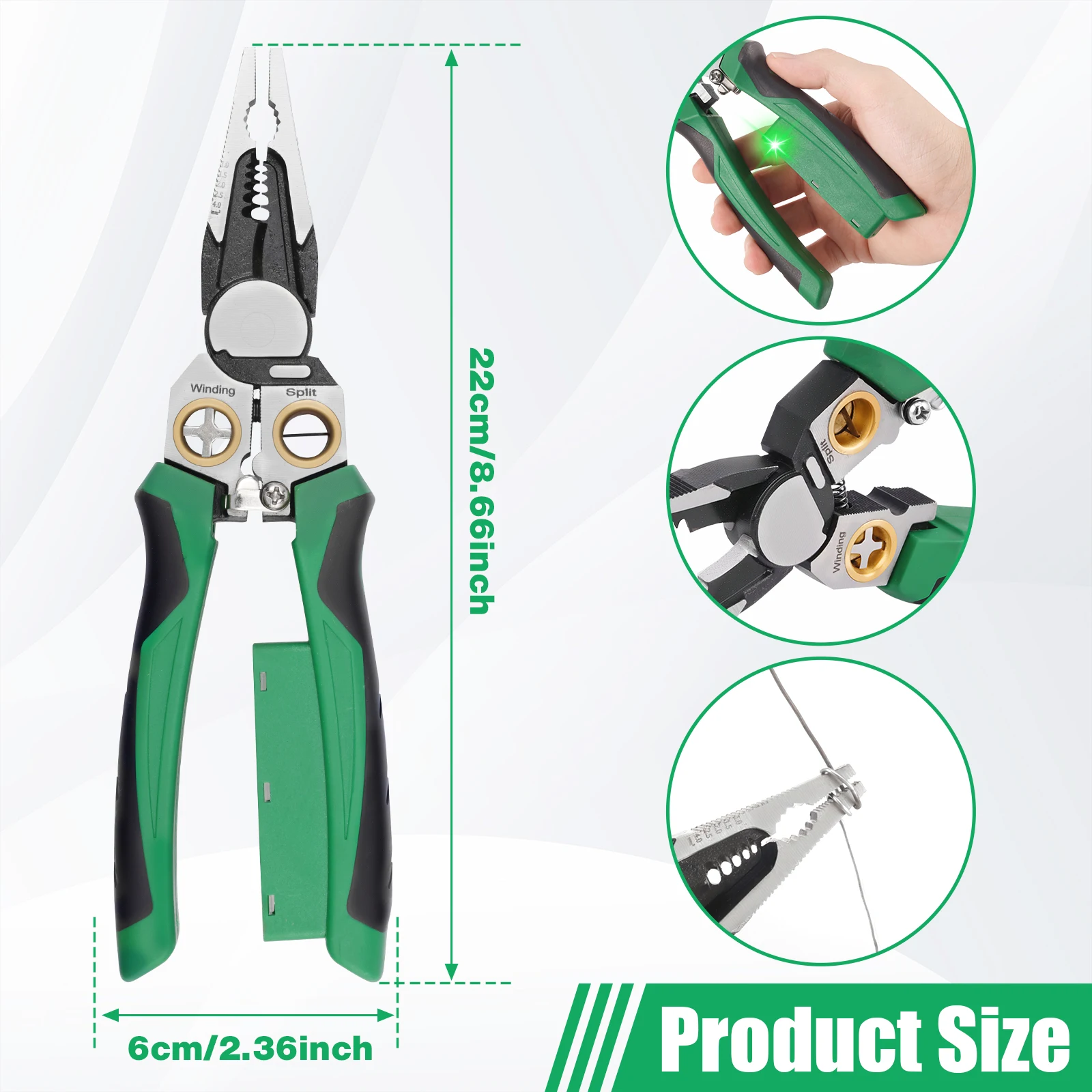 Alloy Steel 8 in 1 Wire Stripper with Voltage Tester Accurate Wire Stripping Tool Insulation Protection Cable Stripper for