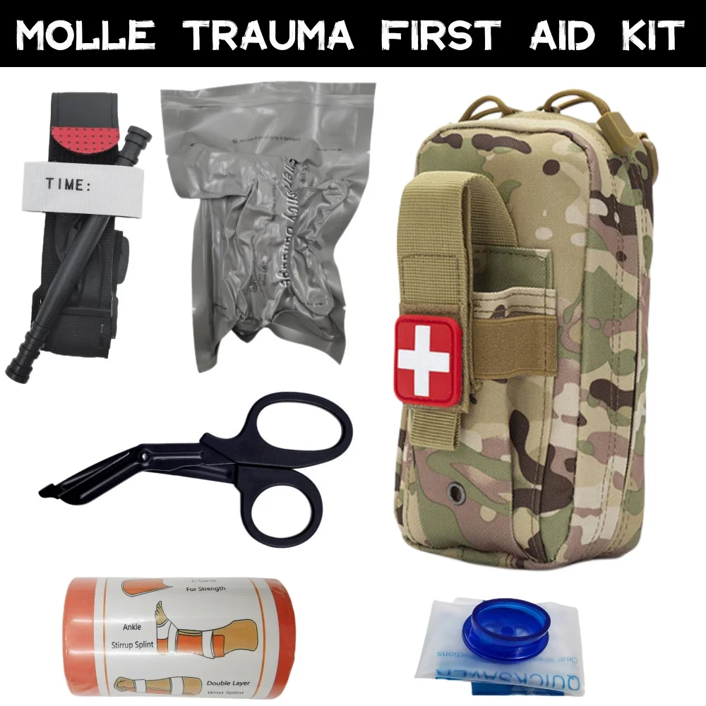 Outdoor Safety First Aid Kit IFAK Trauma Kit Israel Bandage Scissors Hemostatic Rod Set
