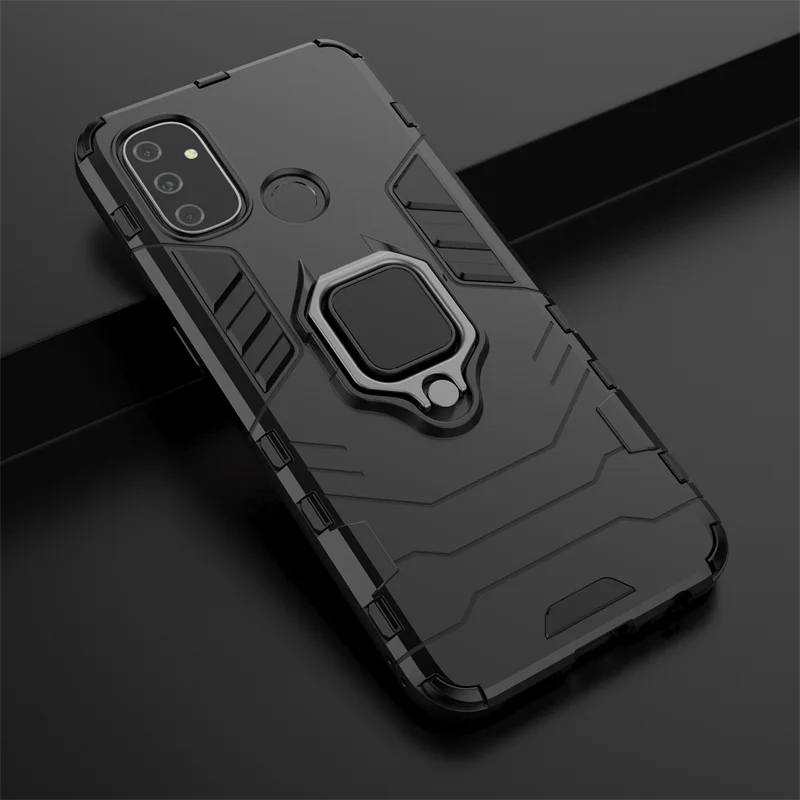 

Для OnePlus Nord N100 чехол Armor PC + TPU магнитный держатель кольцо чехол для телефона для One Plus Nord N 100 OnePlus Nord N100 задняя крышка