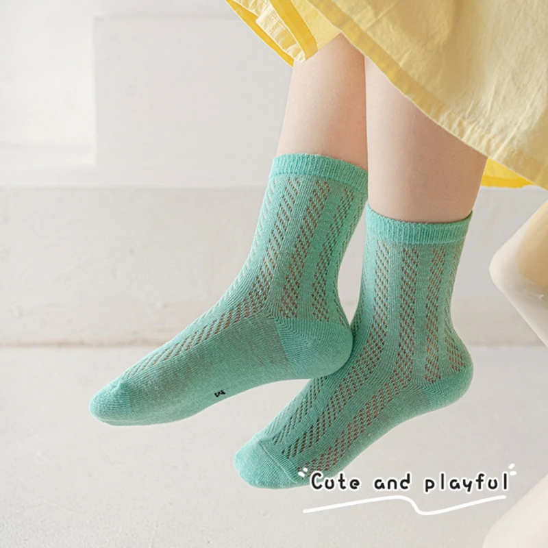  캔디 컬러 양말, 부드러운 코튼 긴 양말, 귀여운 솔리드 어린이 양말, 0-12 세 소년 소녀, 4 쌍/로트