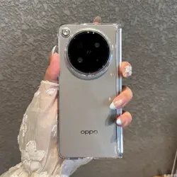 Fashion Transparent Hard Phone Case with Central Hinge Protection and Dustproof Shell - OPPO Find N6 (Clear)