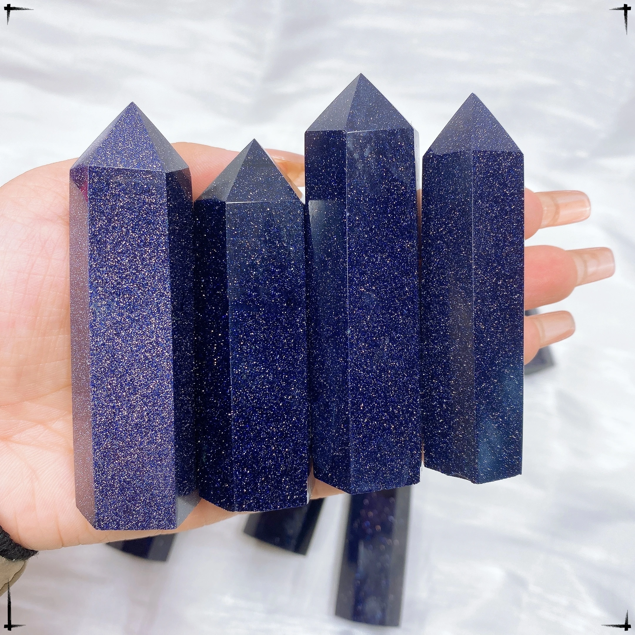 5-9CM Natural Crystal Blue Sandstone Column Energy Stones Polished Tower Crystal Energy Healing Room Ornament Home Decor Gift 5
