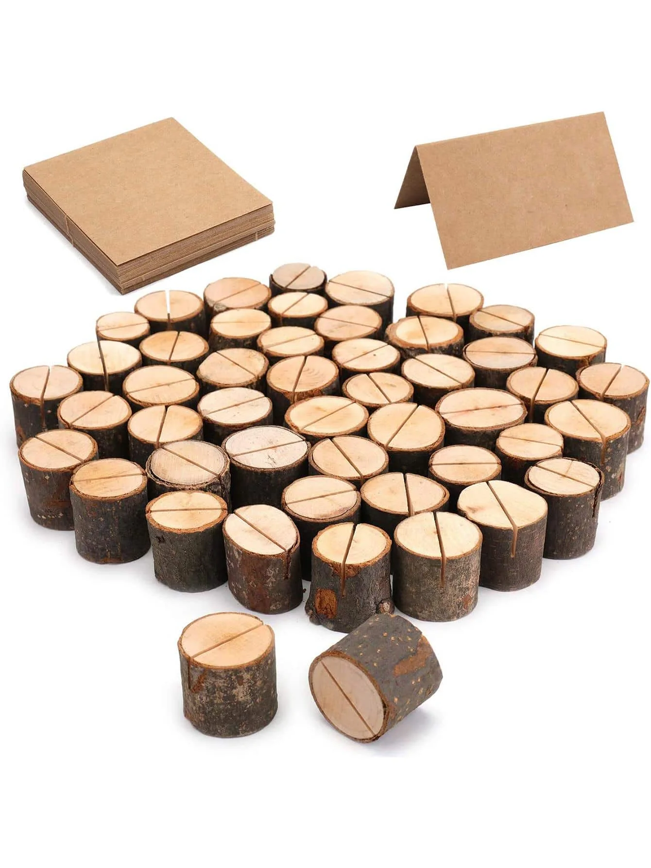 1 set 10 wooden table card holder 10 Kraft paper table card holder Wedding banquet decoration photo place card holders