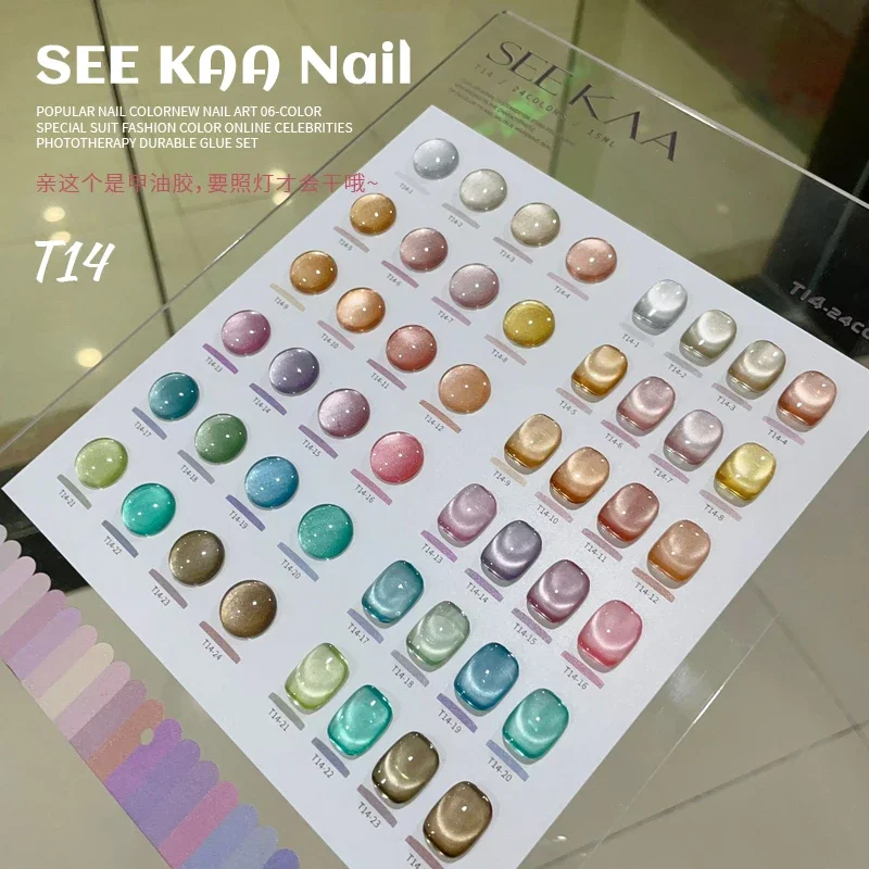 New 2024 Smooth Ceramics Cat Magnetic Gel Nail Polish Silver Moonlight Cat Eye Effect Sparkling Glitter Semi-Permanent Varnish 2