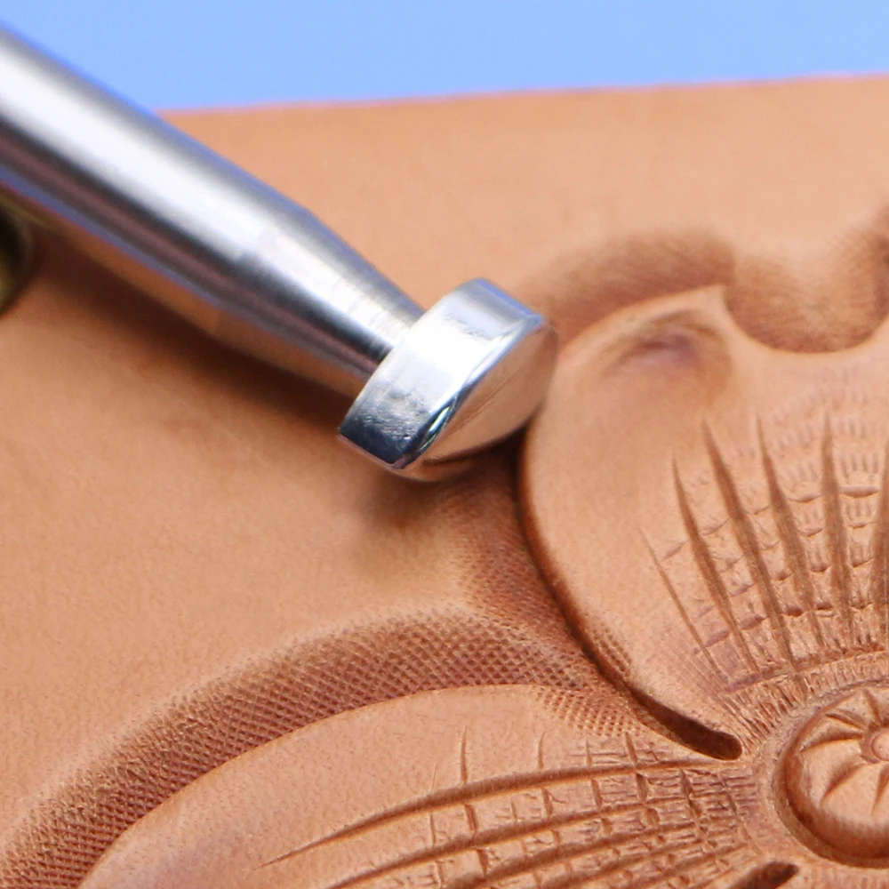 Leather Work Stamping Tool Smooth Pear Thumbprint Checkered P024 Carving Leather Craft Zhongjiang 304 Stainless streel Stamps