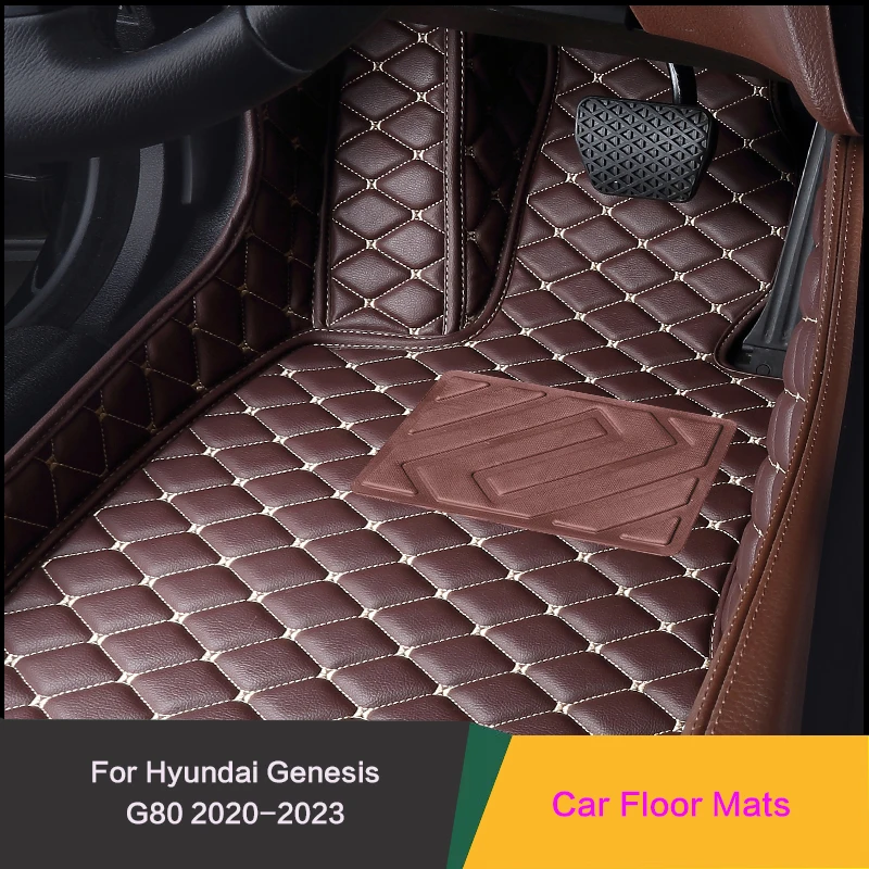 

Автомобильные коврики на заказ, специальные кожаные Коврики Для Hyundai Genesis G80 2020-2023 года, водонепроницаемые и Нескользящие автомобильные аксессуары