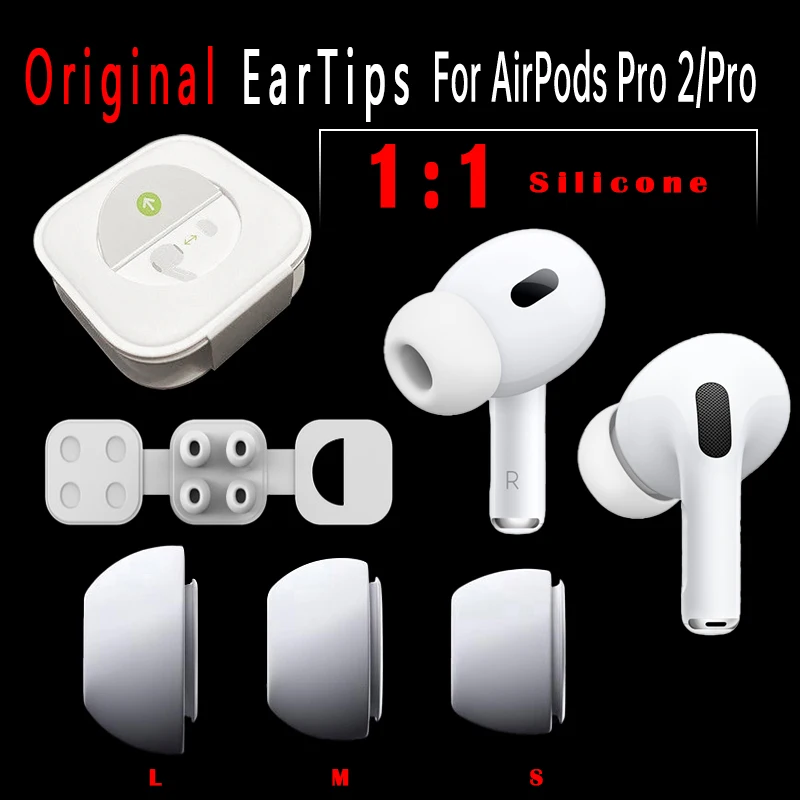 Coussin d'écouteur en silicone d'origine pour Apple Airpods Pro 2, embouts  d'écouteur de remplacement, housse de bouchon d'oreille, petit, moyen, grand