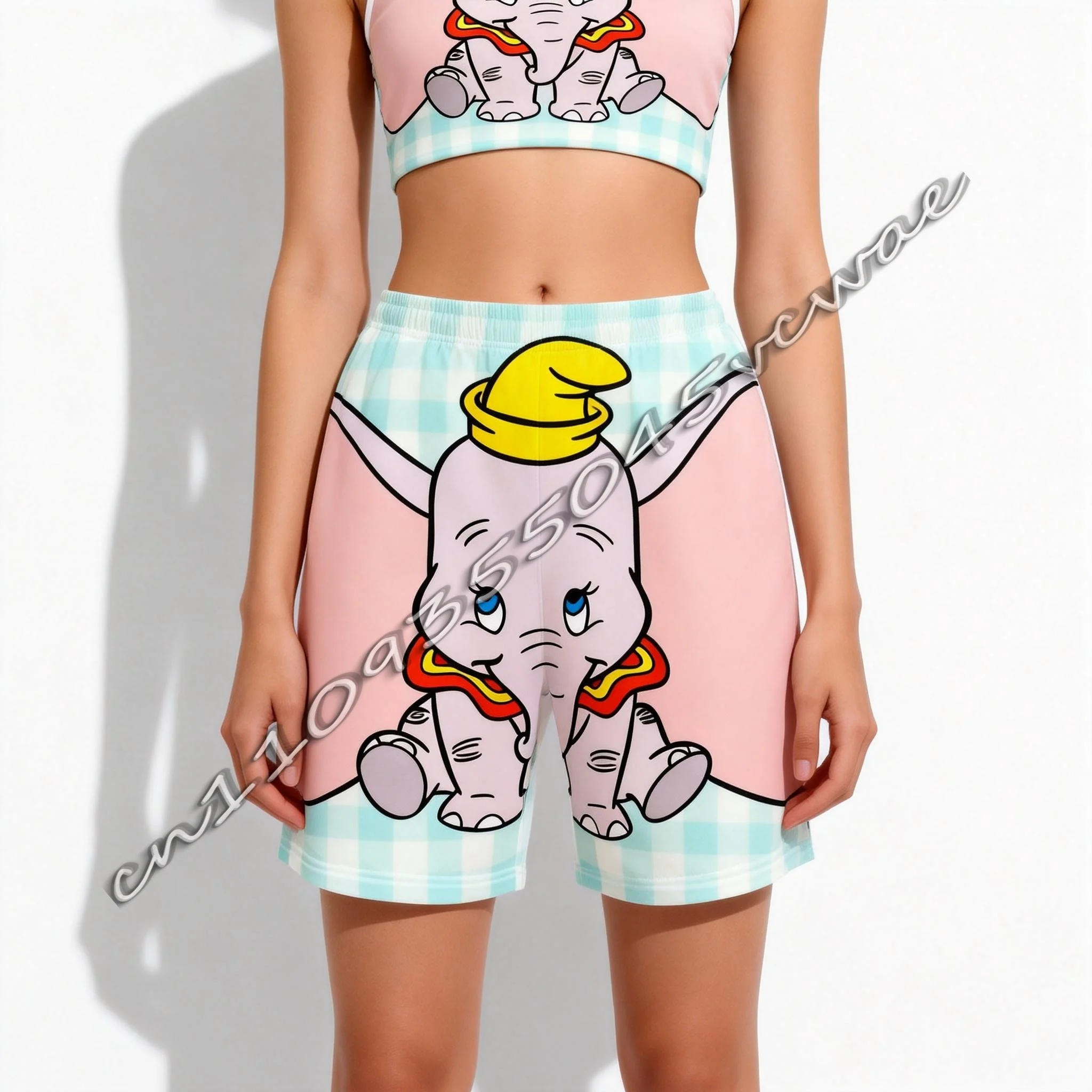 임산부용 디즈니 덤보 테마 여름 티셔츠, 성인과 어린이를 위한 귀여운 스포츠 반바지, 새로운 스타일 2026